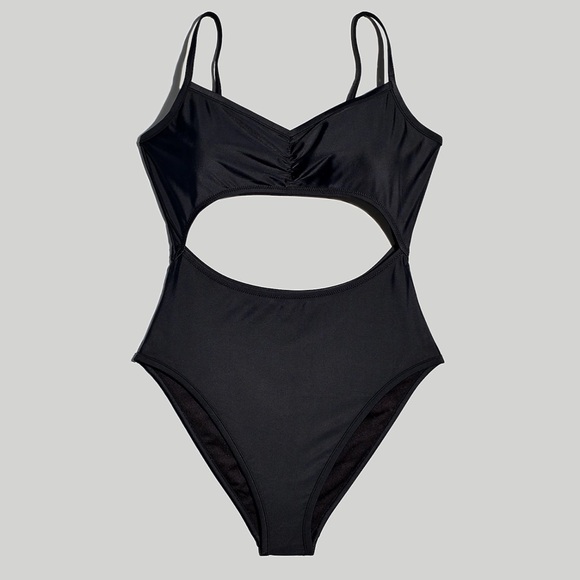 Madewell Cinched Cutout One-Piece Swimsuit, Black Size S - Picture 5 of 12